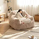 Fabric Bean Bag Chair – Shredded Foam Filled Comfy Lounger – Modern Leisure Sofa for Living Room